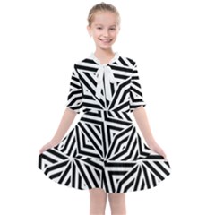 Black And White Abstract Lines, Geometric Pattern Kids  All Frills Chiffon Dress by Casemiro