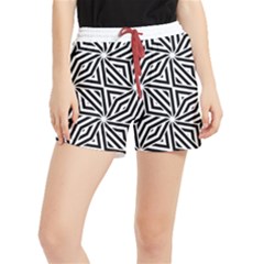 Black And White Abstract Lines, Geometric Pattern Runner Shorts by Casemiro