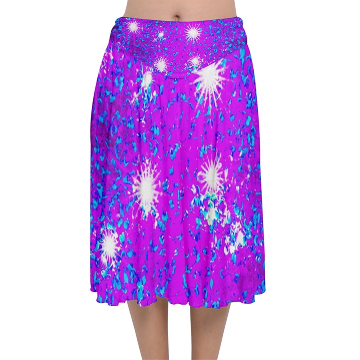 Privet Hedge with Starlight Velvet Flared Midi Skirt