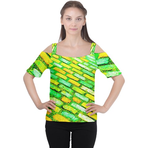 Diagonal Street Cobbles Cutout Shoulder Tee by essentialimage