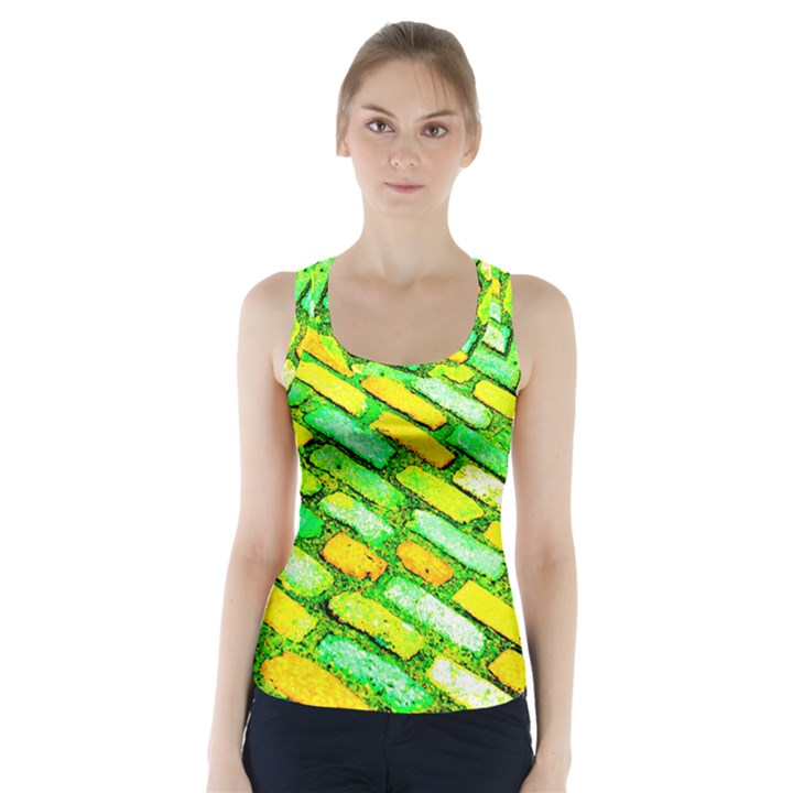 Diagonal street cobbles Racer Back Sports Top