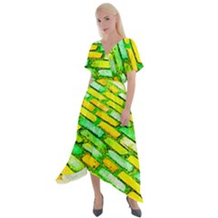 Diagonal Street Cobbles Cross Front Sharkbite Hem Maxi Dress by essentialimage