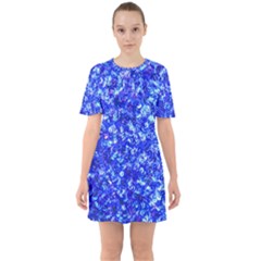 Blue Sequin Dreams Sixties Short Sleeve Mini Dress by essentialimage