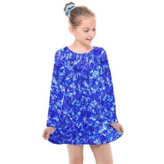 Blue Sequin Dreams Kids  Long Sleeve Dress by essentialimage