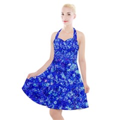 Blue Sequin Dreams Halter Party Swing Dress  by essentialimage