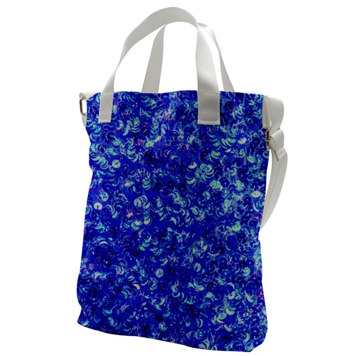 Blue Sequin Dreams Canvas Messenger Bag