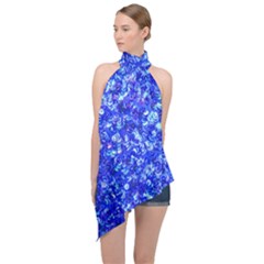 Blue Sequin Dreams Halter Asymmetric Satin Top by essentialimage