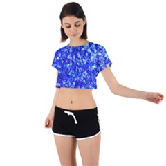 Blue Sequin Dreams Tie Back Short Sleeve Crop Tee by essentialimage