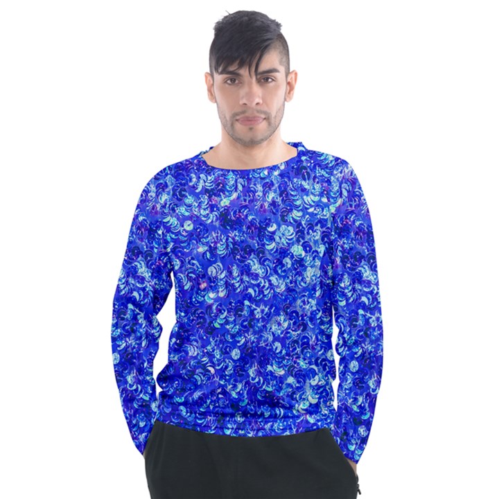 Blue Sequin Dreams Men s Long Sleeve Raglan Tee