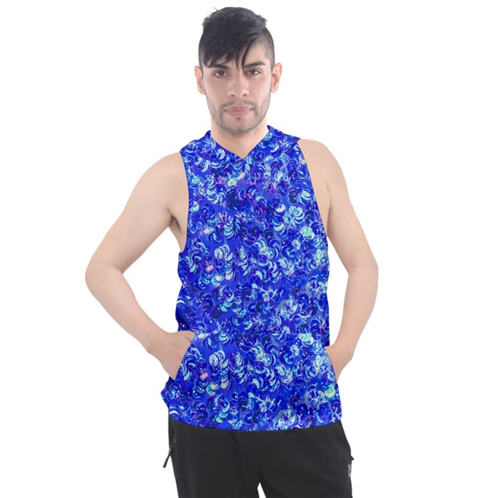 Blue Sequin Dreams Men s Sleeveless Hoodie