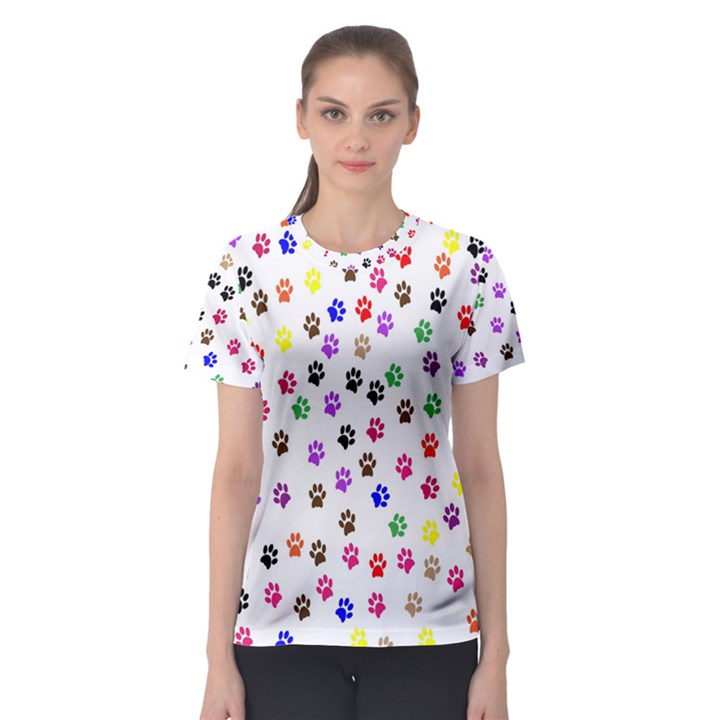 Paw Prints Background Women s Sport Mesh Tee