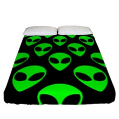 We Are Watching You! Aliens Pattern, Ufo, Faces Fitted Sheet (california King Size) by Casemiro