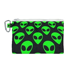 We Are Watching You! Aliens Pattern, Ufo, Faces Canvas Cosmetic Bag (medium) by Casemiro