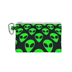 We Are Watching You! Aliens Pattern, Ufo, Faces Canvas Cosmetic Bag (small) by Casemiro