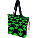 We are WATCHING you! Aliens pattern, UFO, faces Drawstring Tote Bag View1