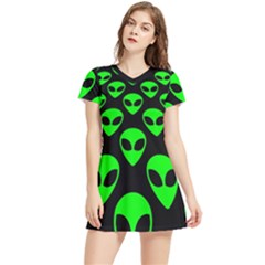 We Are Watching You! Aliens Pattern, Ufo, Faces Women s Sports Skirt by Casemiro