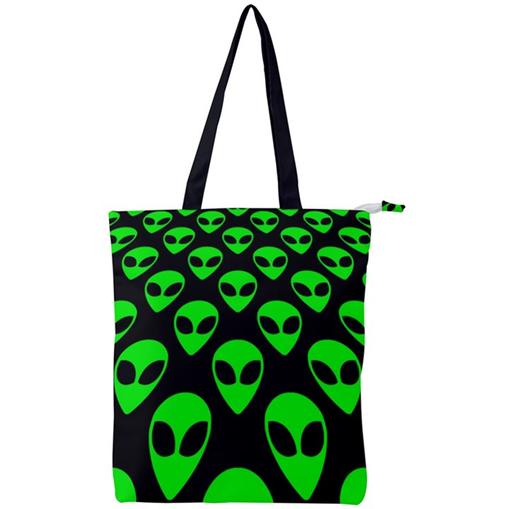 We are WATCHING you! Aliens pattern, UFO, faces Double Zip Up Tote Bag