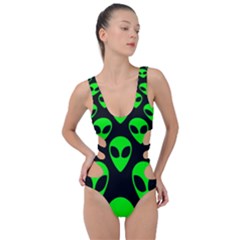 We Are Watching You! Aliens Pattern, Ufo, Faces Side Cut Out Swimsuit by Casemiro