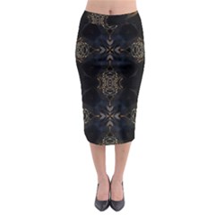 Blue And Gold Midi Pencil Skirt by Dazzleway