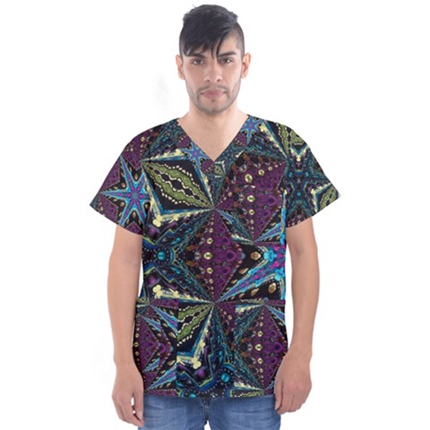 Ornate Star Men s V-neck Scrub Top by Dazzleway