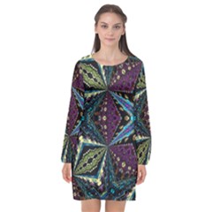 Ornate Star Long Sleeve Chiffon Shift Dress  by Dazzleway