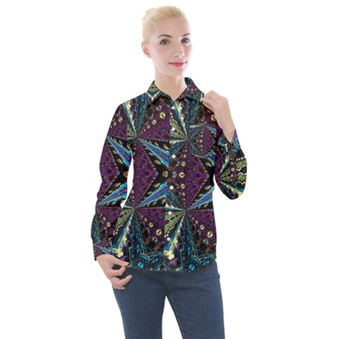 Ornate Star Women s Long Sleeve Pocket Shirt by Dazzleway