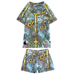 The Illustrated Alphabet - T - By Larenard Kids  Swim Tee And Shorts Set by LaRenard