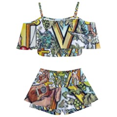 The Illustrated Alphabet - M - By Larenard Kids  Off Shoulder Skirt Bikini by LaRenard