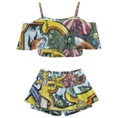 The Illustrated Alphabet - R - By Larenard Kids  Off Shoulder Skirt Bikini by LaRenard