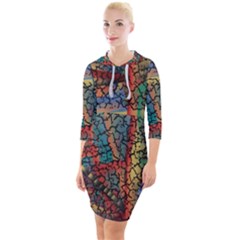 Crackle Quarter Sleeve Hood Bodycon Dress by WILLBIRDWELL