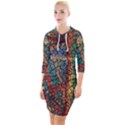 Crackle Quarter Sleeve Hood Bodycon Dress View1