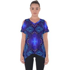 Blue Ornate Cut Out Side Drop Tee by Dazzleway