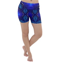 Blue Ornate Lightweight Velour Yoga Shorts by Dazzleway