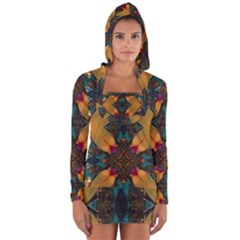 Teal And Orange Long Sleeve Hooded T-shirt by Dazzleway