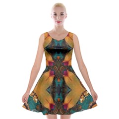 Teal And Orange Velvet Skater Dress by Dazzleway