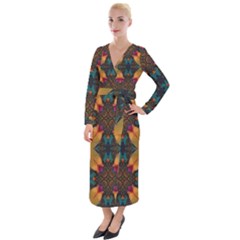 Teal And Orange Velvet Maxi Wrap Dress by Dazzleway