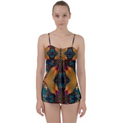 Teal And Orange Babydoll Tankini Set by Dazzleway