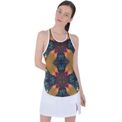 Teal And Orange Racer Back Mesh Tank Top by Dazzleway