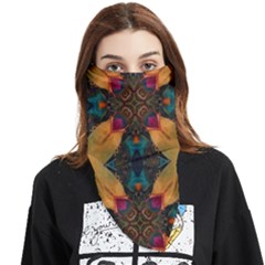 Teal And Orange Face Covering Bandana (triangle) by Dazzleway