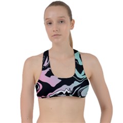 Painted Lines Criss Cross Racerback Sports Bra by designsbymallika