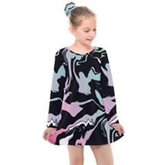 Painted Lines Kids  Long Sleeve Dress by designsbymallika