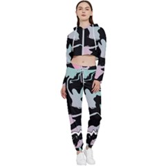 Painted Lines Cropped Zip Up Lounge Set by designsbymallika