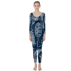 Blue Leaves Long Sleeve Catsuit by goljakoff