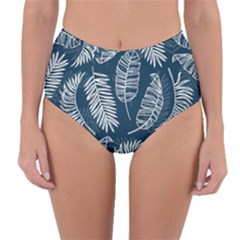 Blue Leaves Reversible High-waist Bikini Bottoms by goljakoff