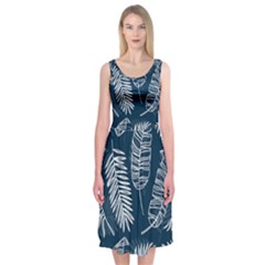 Blue Leaves Midi Sleeveless Dress by goljakoff