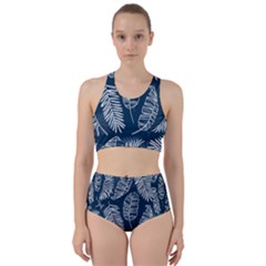 Blue Leaves Racer Back Bikini Set by goljakoff