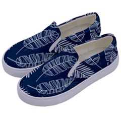 Blue Leaves Kids  Canvas Slip Ons by goljakoff