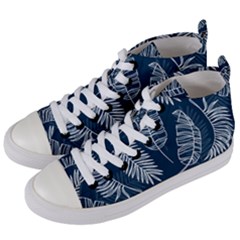 Blue Leaves Women s Mid-top Canvas Sneakers by goljakoff