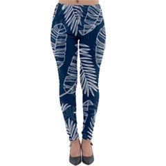 Blue Leaves Lightweight Velour Leggings by goljakoff