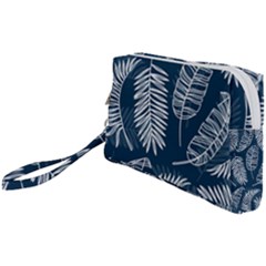 Blue Leaves Wristlet Pouch Bag (small) by goljakoff